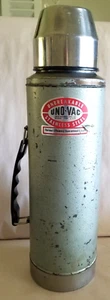HUGE Vintage Uno-Vac Unbreakable Stainless Steel Thermos with Cap & Cup Made USA - Picture 1 of 16
