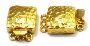 2 Pcs 23X14mm Bali Box Clasp 3 Strand 18k Gold Plated - Picture 1 of 3