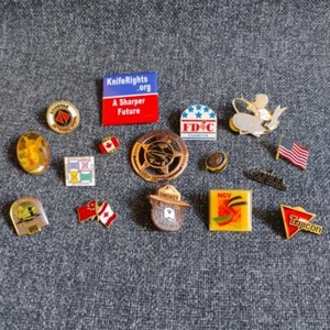 Huge Lot Of 16 Lapel Pin America Canada China VFW Ohio Gun Collector Vintage - Picture 1 of 20