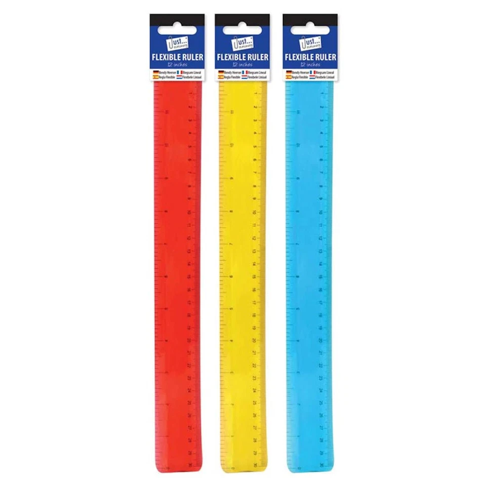 Bendy 12" Ruler - Assorted Colour Flexible Shatterproof Colourful Rulers School - Image 1 of 1
