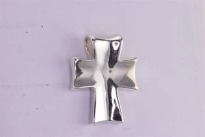 Colgante de plata de ley de 38 mm x 30 mm cruz cóncava deslizante 925 Mex - Imagen 1 de 6