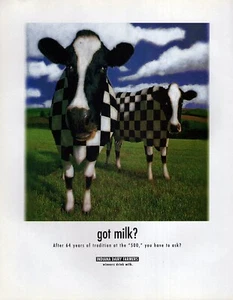 1997 Got Milk Indy 500 Checkered Flag Cows Original Color Print Ad - Picture 1 of 1