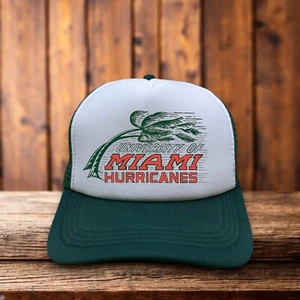 University of Miami Hurricanes Green Snapback Vintage Logo Florida Baseball Cap - Picture 1 of 6