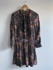 Zadig & Voltaire Remus Print Dress Small Black Pink Mustard Floral Flower Silk - Picture 1 of 23