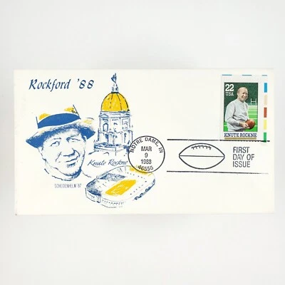 Knute Rockne Football Player Stamp 1988 First Day Issue Stamped Envelope B570 - Image 1 of 2
