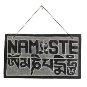 namaste stone sign om padme welcome door hanger buddhist hippy - Picture 1 of 11