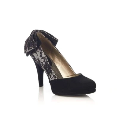 BRAND NEW AND BOXED Ruby Shoo Katie Black Suede & Lace Size 6/39 - Image 1 of 4