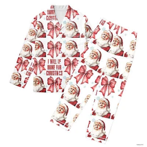 Coquette Trump Pajamas Set, Trump Pants I'll Be Home For Christmas Trump Santa - Picture 1 of 3