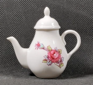 Vintage Spode Miniature Bone China Coffee Pot - Pink Rose Design - Ht 7cm - Picture 1 of 12