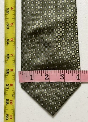 Pierre Cardin Green & Silver Geometric Squares Men's Tie 100% Silk 4" x 59" - Image 1 of 4