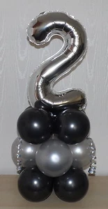 2. GEBURTSTAG - 2 JAHRE - SILBER - PARTY - FOLIENBALLON DISPLAY - TISCH HERZSTÜCK - Bild 1 von 4