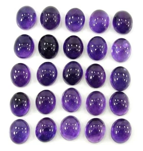 131.10 Ct Natural Purple Amethyst Loose 10x12 mm Gemstone Cab 25 Pcs Lot - 2049 - Picture 1 of 2