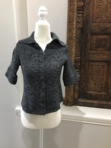 BCBG Max Azria Giacca Maglione Cropped Antracite Taglia S - Foto 1 di 5