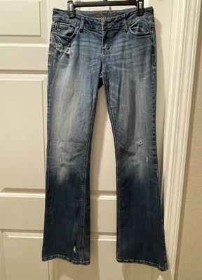 Vintage Y2K Delias Jeans 90's Bell Bottom Low-Rise Sz 9/10 Distressed 32x36 Read - Image 1 of 4