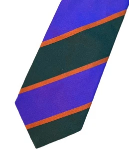 Ben silberne mehrfarbige Seidenkrawatte Italien Trad Ivy Prep lila orange grün - Bild 1 von 3