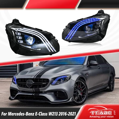 Pair LED Headlights For 2016-2021 Mercedes Benz E-Class W213 Front Lamp Assembly - Image 1 of 4