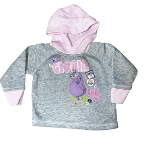 Vintage Y2K Madagascar Gloria Hippo pink and gray hoodie sweatshirt 18 months - Picture 1 of 6