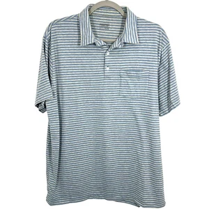 Polo uomo Patagonia grande cotone biologico a righe blu grigio manica corta - Foto 1 di 10