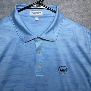 Peter Millar Polo Shirt Mens Large Blue Gray Summer Comfort Golf Performance - Picture 1 of 5