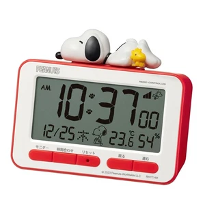RHYTHM Snoopy Alarm Clock Digital Radio Clock 3D Figure Electronic Sound Alarm ( - Picture 1 of 6