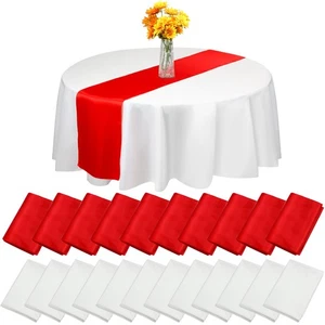24 Pack 12 x 108 Inch Christmas Disposable Table Cover Red Satin Table Runner... - Picture 1 of 7