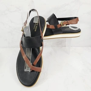 Cole Haan Women Size 8B Mandy Black Brown Thong Flat Sandal - Picture 1 of 10