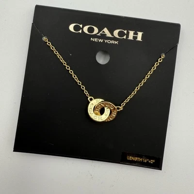 Collar Coach Círculos Abiertos Entrelazados Estilo Oro 91441 ✨ Totalmente Nuevo Foto 1 de 4