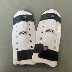 Macho Martial Arts Protection Gear Shin Pads Adjustable Strap White 15”L/XL - Picture 1 of 6