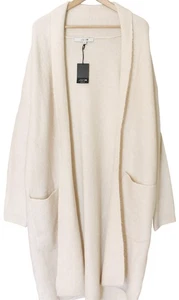 JOE'S Jeans NWT Shawl Collar OVERSIZE LONG CARDIGAN Duster Sweater M $328 Ivory - Picture 1 of 3