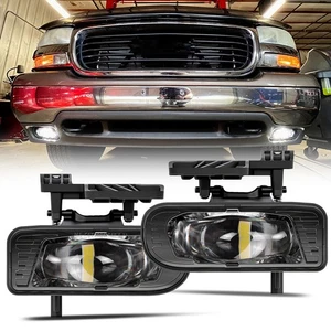 Pair LED Fog Lights with Bracket For 1999-02 GMC Sierra 2500 1500 2001-06 Yukon - Picture 1 of 12