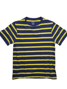 POLO Ralph Lauren Yellow Blue Striped T shirt Youth Size Large (14/16) Ness Cosp - Picture 1 of 9