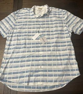 Cypress Club Camp Shirt Mens L Short Sleeve Button Up Blue White Seersucker NWT - Picture 1 of 3