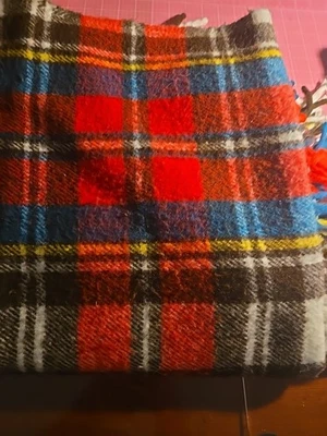 Cobertor de arremesso vintage estádio piquenique carro vermelho tartan xadrez franja 52x52" - Imagem 1 de 2