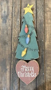 "De colección Arte Popular Madera Árbol de Navidad Colgante de Pared Pintado a Mano País Primitivo 18""" - Imagen 1 de 9