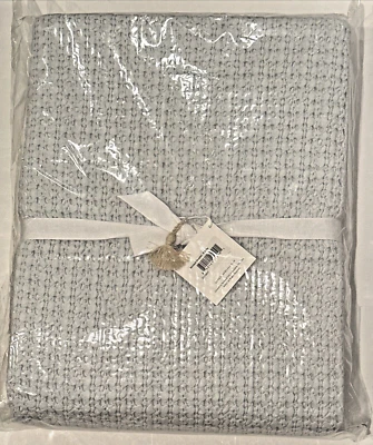 Serena & Lily Montauk Cobertor F/Q Manta Gofre Algodón Azul Cielo Completa NUEVO Foto 1 de 4