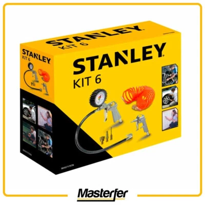 KIT STANLEY 6 PNEUMATIC KIT ACCESSORI COMPRESSORE PISTOLA SOFFIAGGIO GONFIAGGIO - Immagine 1 di 3