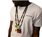 2pcs. Bob Marley Africa Wooden Pendant Necklace Beads Chain Wood Rasta Jamaica 