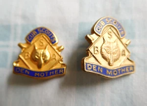 Lot of 2 Vintage BSA Boy Scouts Cub Scout Den Mother Pin Pinback Variations - Picture 1 of 6