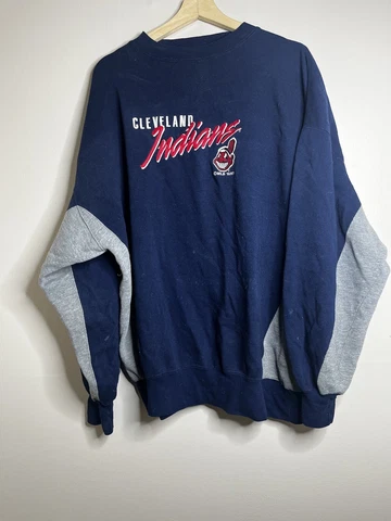 Vintage 1997 Cleveland Indians Pullover Sweatshirt Men’s Size XL Blue Cover