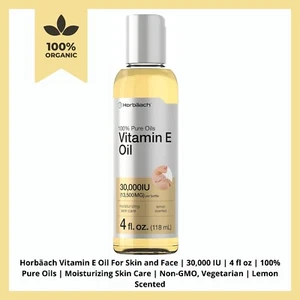 Horbaach Vitamin E Oil 30,000 IU 4oz Lemon Scent 100% Pure Moisturizer Skin - Picture 1 of 7