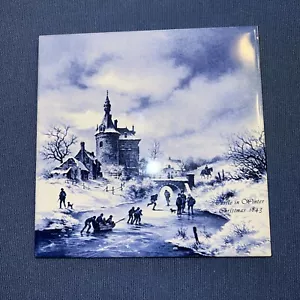 Royal Mosa Holland Weihnachten 1843 Schloss im Winter dekorative Fliese 6" quadratisch - Bild 1 von 7