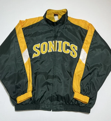 VTG 90s Seattle Super Sonics Majestic Warm Up Bomber Windbreaker Jacket NBA 2XL Cover