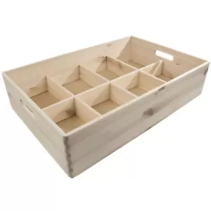 Große Deko-Aufbewahrungsbox aus Holz ohne Deckel mit 8 Fächern / 60x40x13 cm - Bild 1 von 12