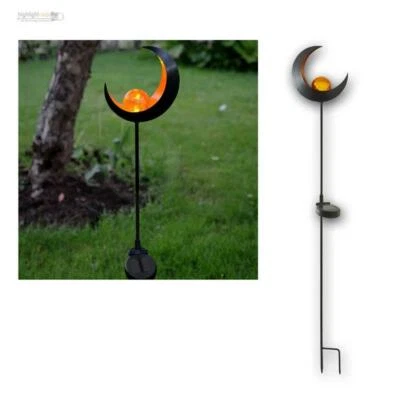 Metall Solar LED Gartenstab MELILLA Mond Glas-Kugel Design Gartenleuchte Leuchte - Bild 1 von 4
