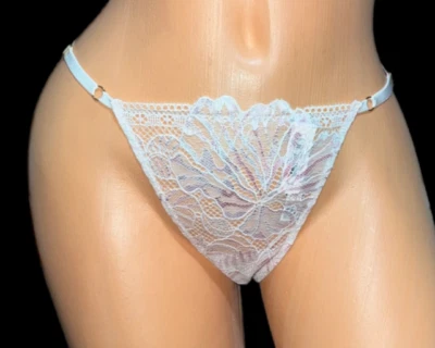 Panty Victorias Secret encaje delantero ajustable correas laterales tanga en V rosa medio Foto 1 de 3