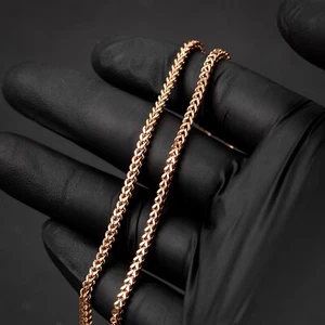 Collana Catena Franco Placcata Oro Rosa Solido Pesante 316 Acciaio Inox 2,5MM - Foto 1 di 5