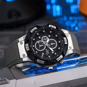 Men's Large Dial Watch Sports Quartz Casual Fashion Silicone Band Wristwatch - Picture 1 of 13