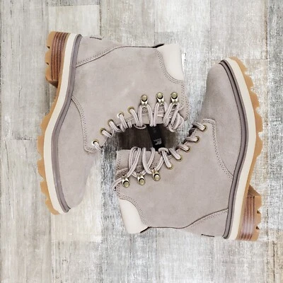 Botas Sorel Lennox STKD de Encaje para Mujer Talla 6.5 Beige EE. UU. Puntera Redonda Sólida Con Cordones Logo Foto 1 de 4