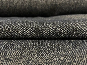 10.625 yds Black and Beige Chenille Weave Upholstery Fabric - Picture 1 of 11