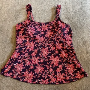Lands’ End Flutter Blackberry Floral Tankini Top Women’s Size XL (18) - Picture 1 of 11